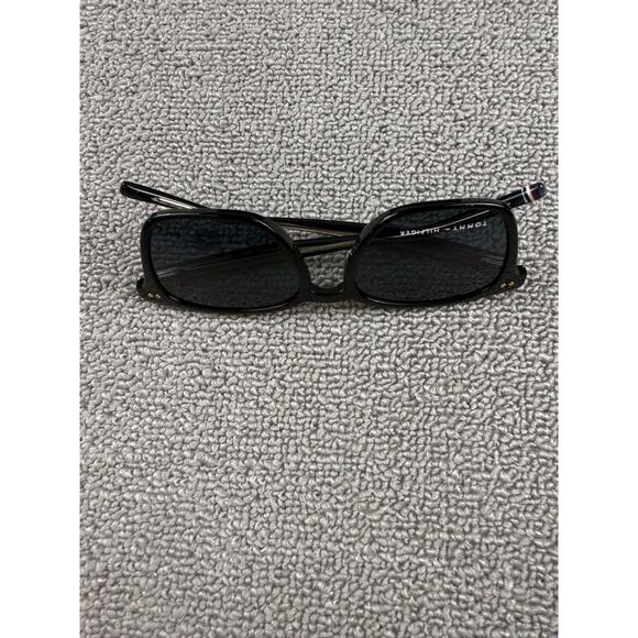 Tommy Hilfiger Sunglasses Black Stripe Square Frame TH Logo With Case UV Protect - Picture 10 of 11